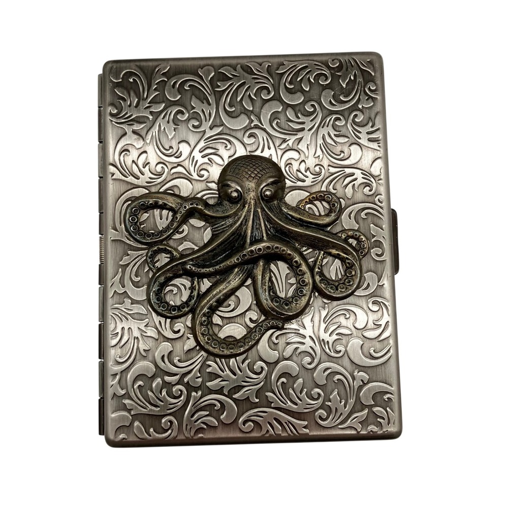 Cosmic Firefly Metal Cigarette Case Wallet Silver Octopus Steampunk Victorian